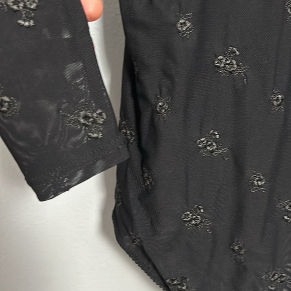 Free People Women’s Make Out Black Mesh Bodysuit Size XS, Long Sleeve Top - Picture 7 of 13